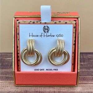 House of Harlow Gold Eternal Loop Earrings